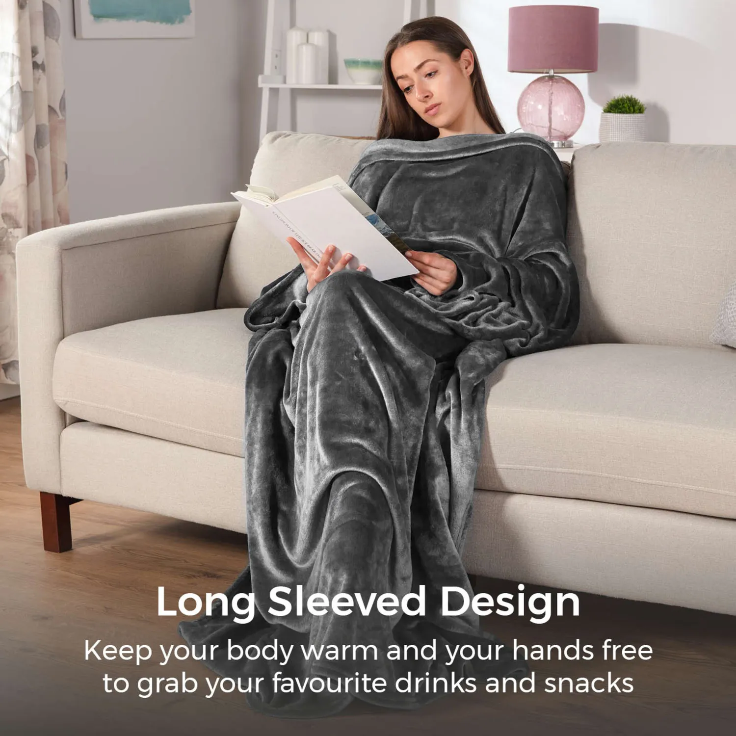 RadioTimes Heated Wearable Fleece pledd grå