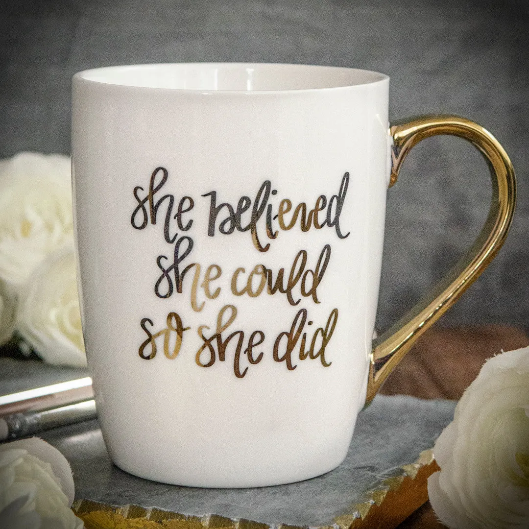 Sweet Water Decor She Believed She Could So She Did krus hvit gull 473 ml