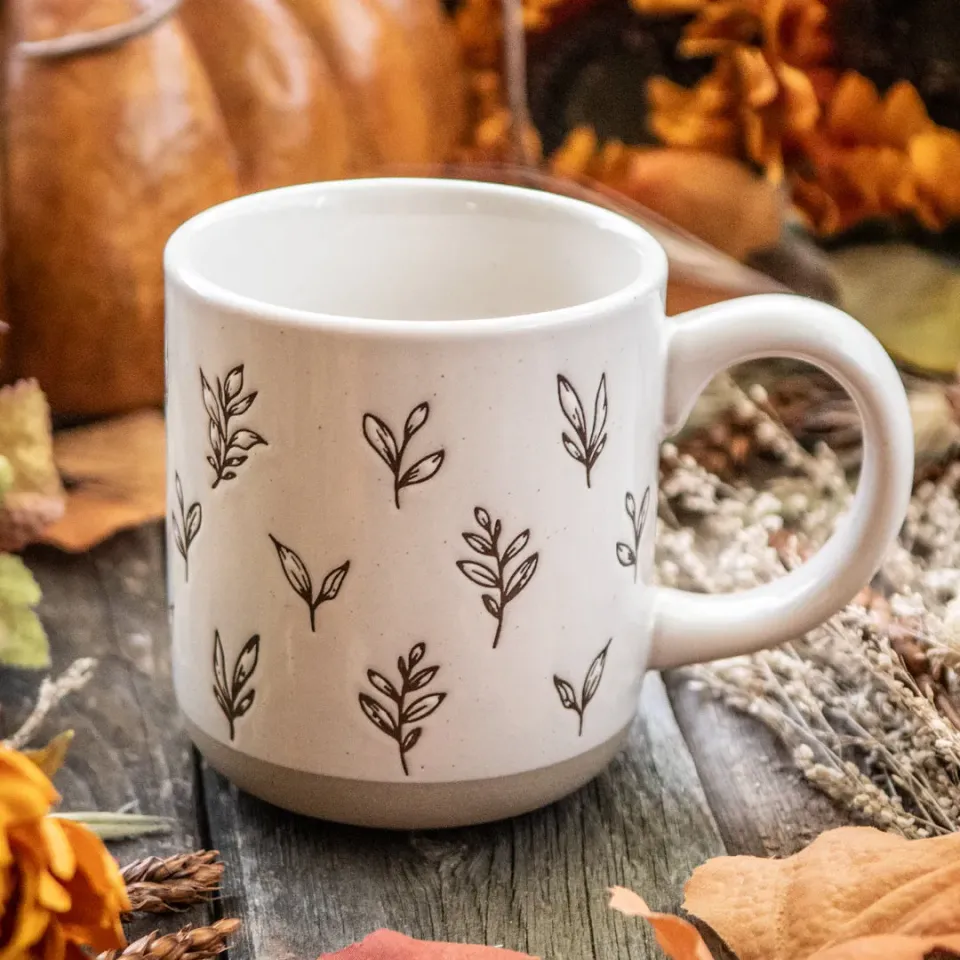 Stampington Brown Leaves steingodskrus 14 oz bladmotiv