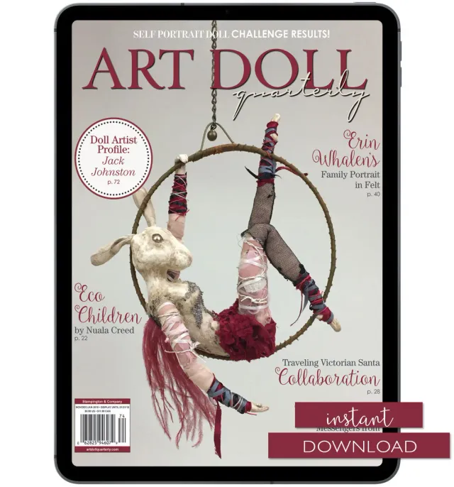Stampington Art Doll Quarterly Winter 2018 blad juledukker