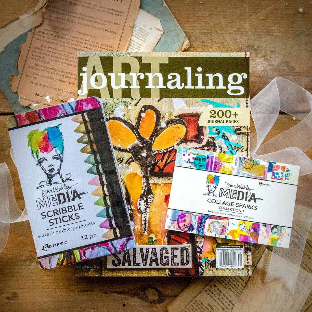 Stampington Art Journaling Scribble and Collage sett blad + sticks
