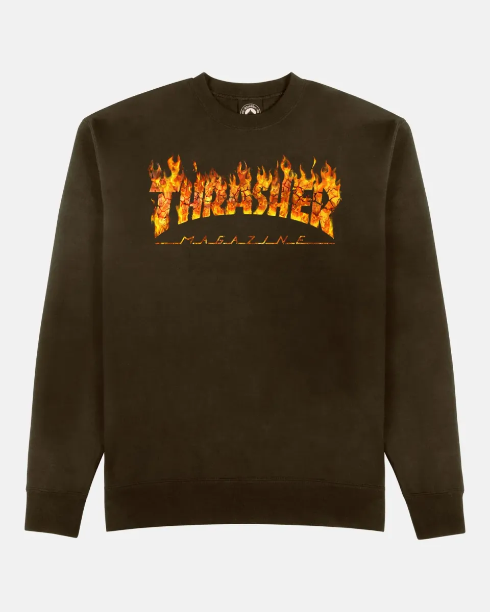 Thrasher Inferno crewneck genser dark chocolate