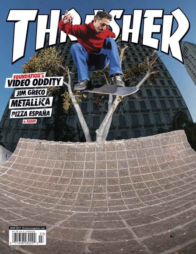 Thrasher Magazine mars 2017 blad Greco-cover
