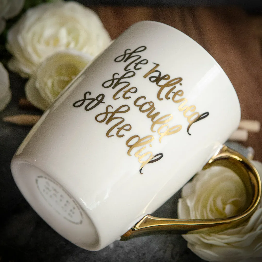 Sweet Water Decor She Believed She Could So She Did krus hvit gull 473 ml