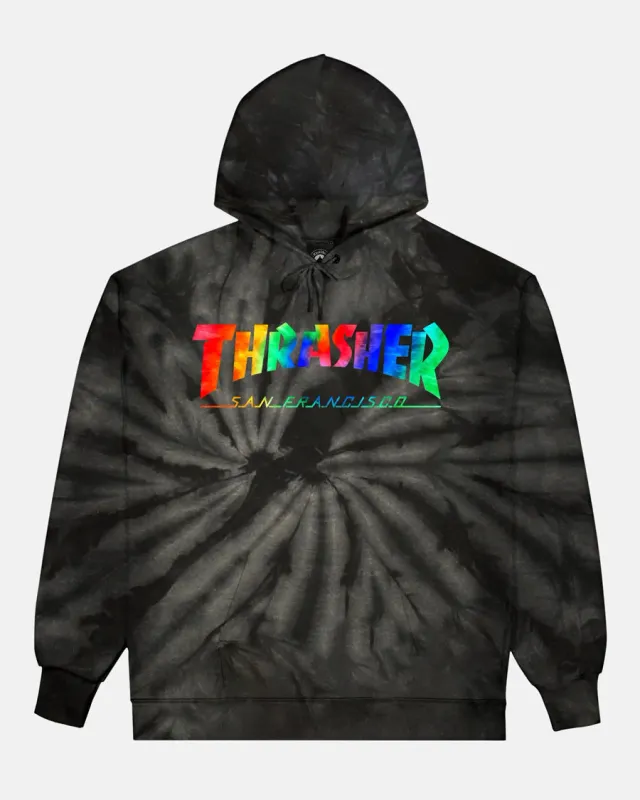Thrasher Skate Mag Tie Dye hoodie Black Mineral