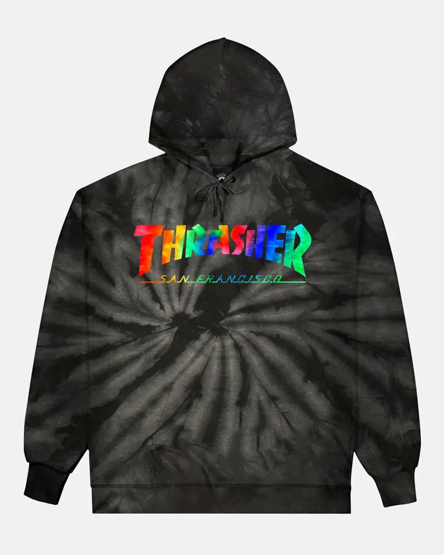 Thrasher Skate Mag Tie Dye hoodie Black Mineral