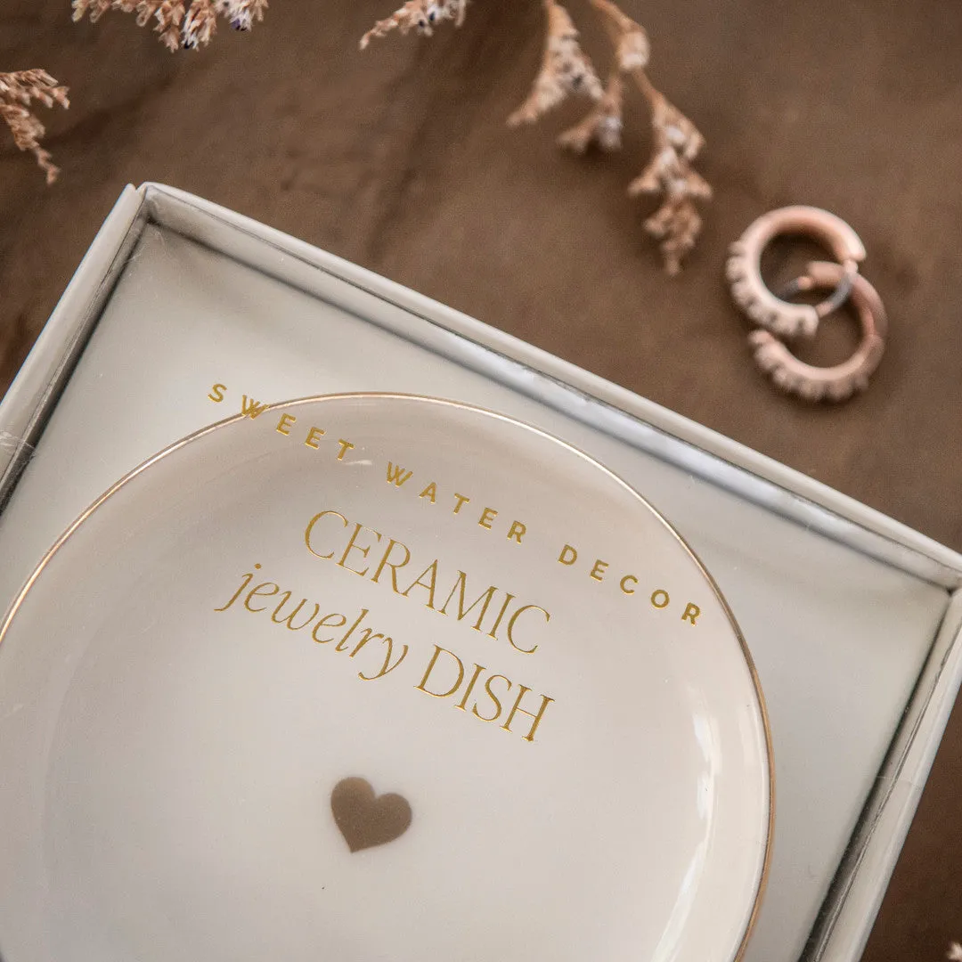 Stampington Gold Heart Trinkets Jewelry Dish smykkefat krem