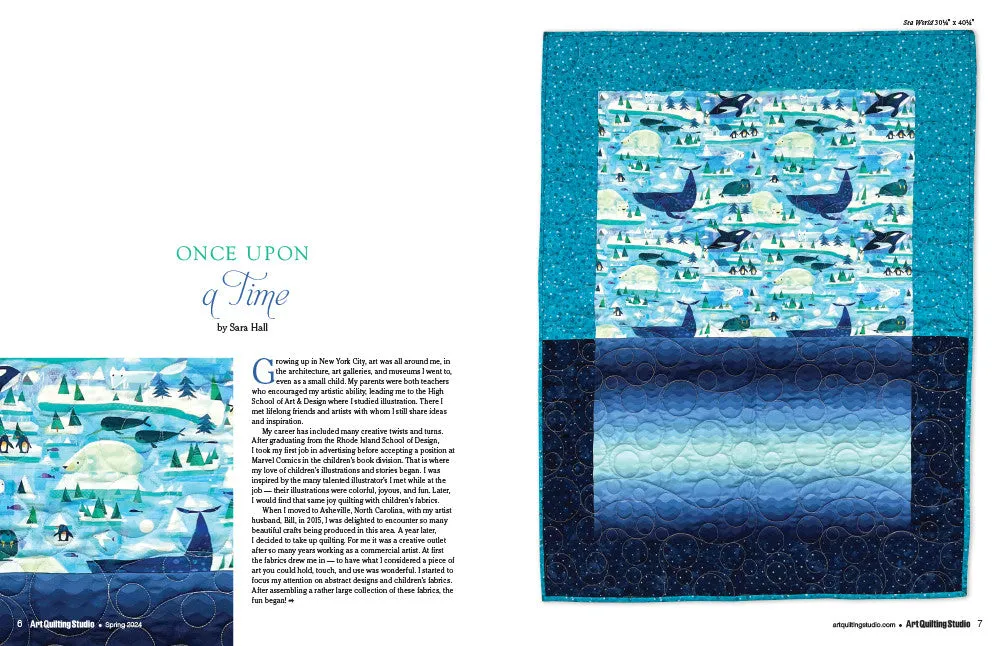 Stampington Art Quilting Studio Spring 2024 blad print quilt