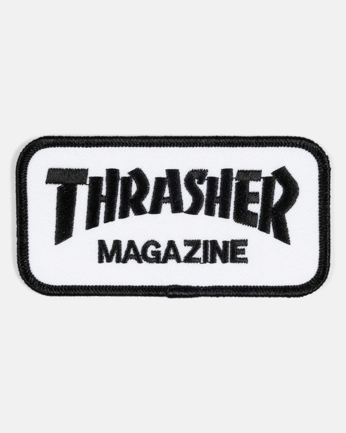 Thrasher Magazine strykemerke hvit/svart 2x4" twill
