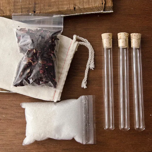 Stampington Hibiscus Bath Salts Vials DIY-sett badesalt