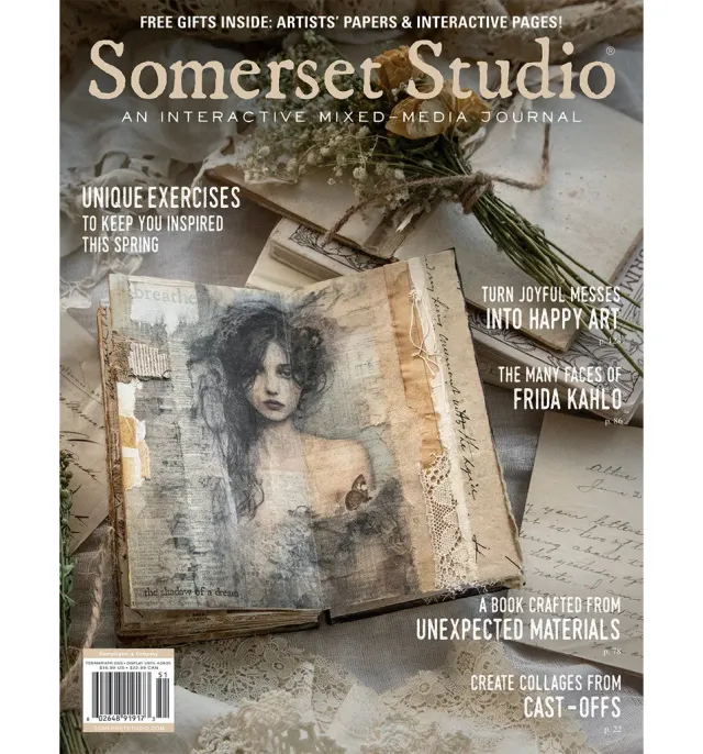 Stampington Somerset Studio vår 2025 blad collage