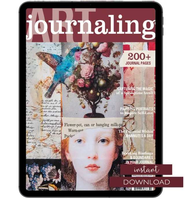 Stampington Art Journaling Spring 2025 blad PDF kreativitet