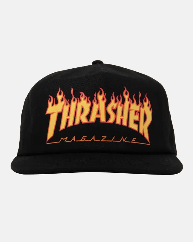 Thrasher Printed Flame snapback caps svart bomull