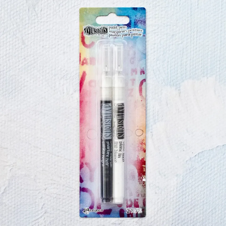 Stampington Dylusions Paint Pens tusj svart hvit 2pk fin