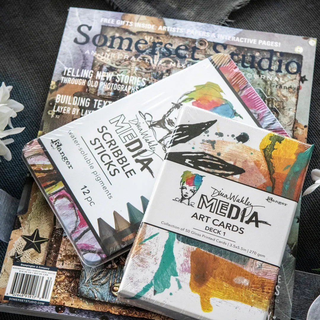 Stampington Somerset Studio Art Cards Bundle blad med 12 farger
