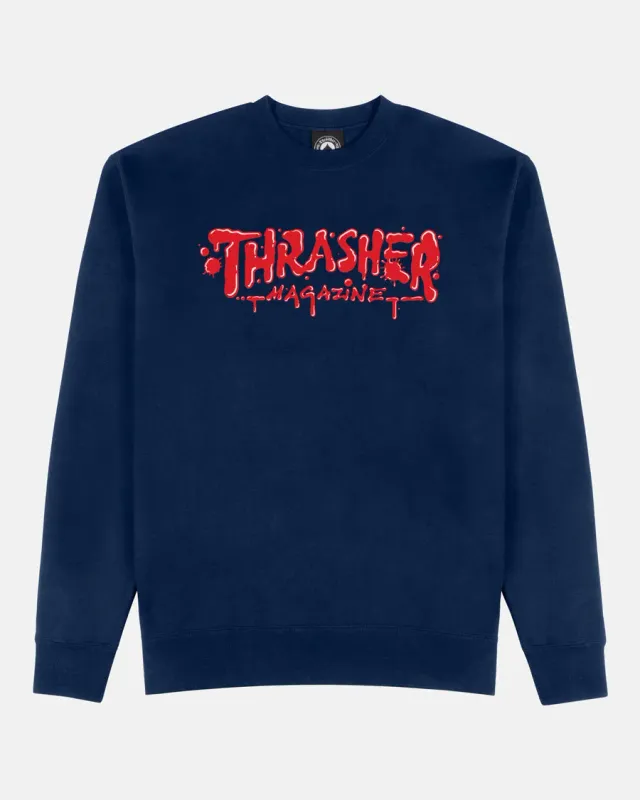 Thrasher Wet Paint genser navy bomull