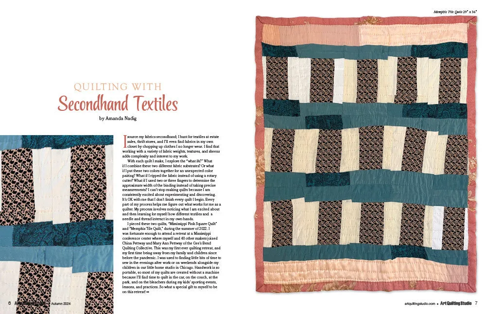 Stampington Art Quilting Studio Autumn 2024 blad trykt quilt