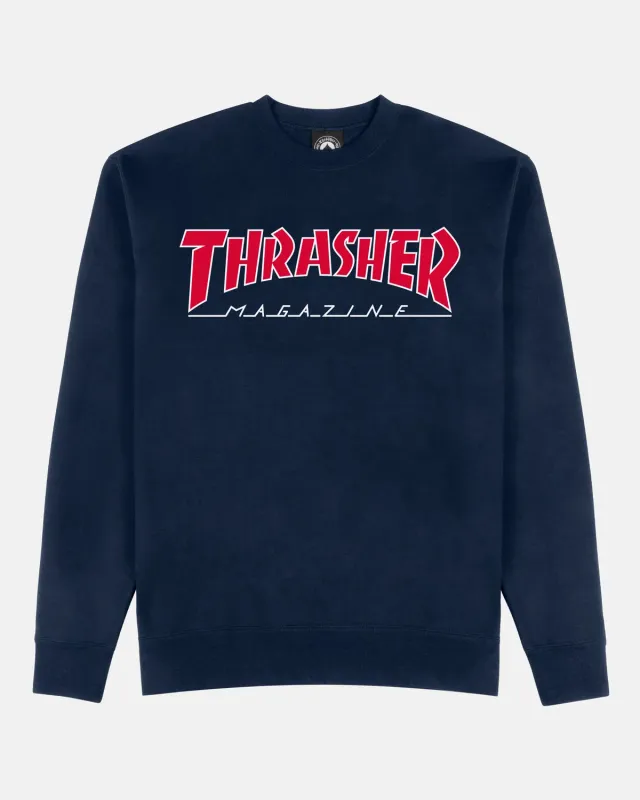 Thrasher Outlined crewneck genser navy bomull