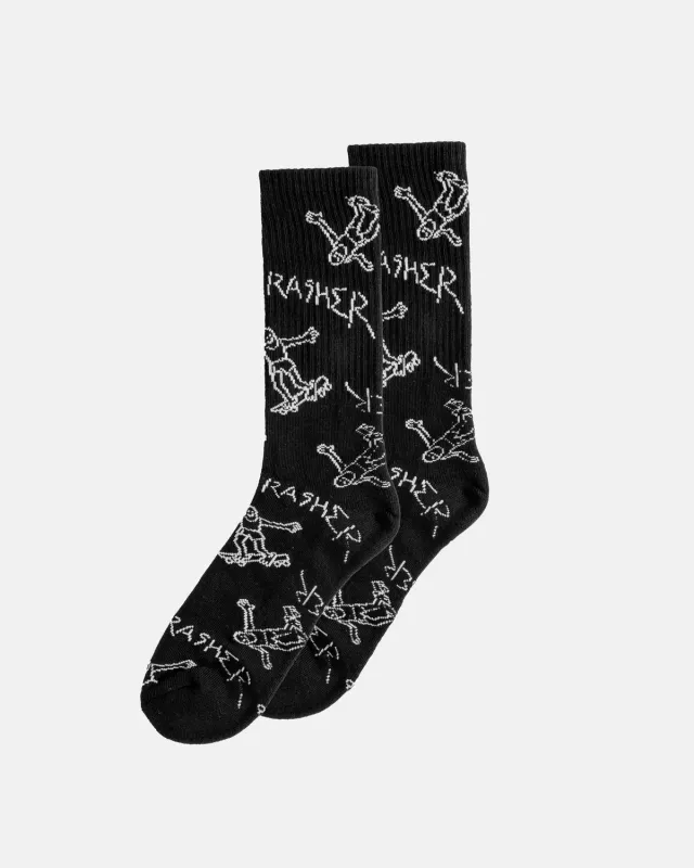 Thrasher Gonz Crew sokker svart/hvit onesize bomull