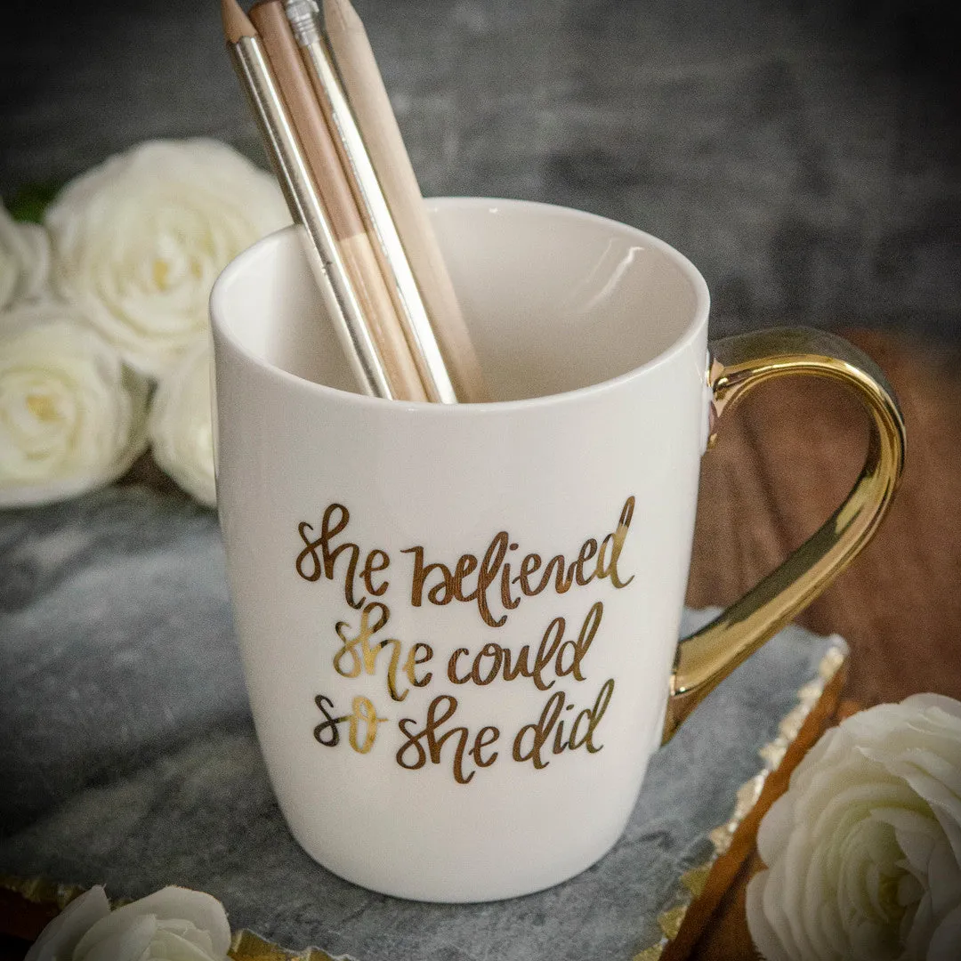 Sweet Water Decor She Believed She Could So She Did krus hvit gull 473 ml