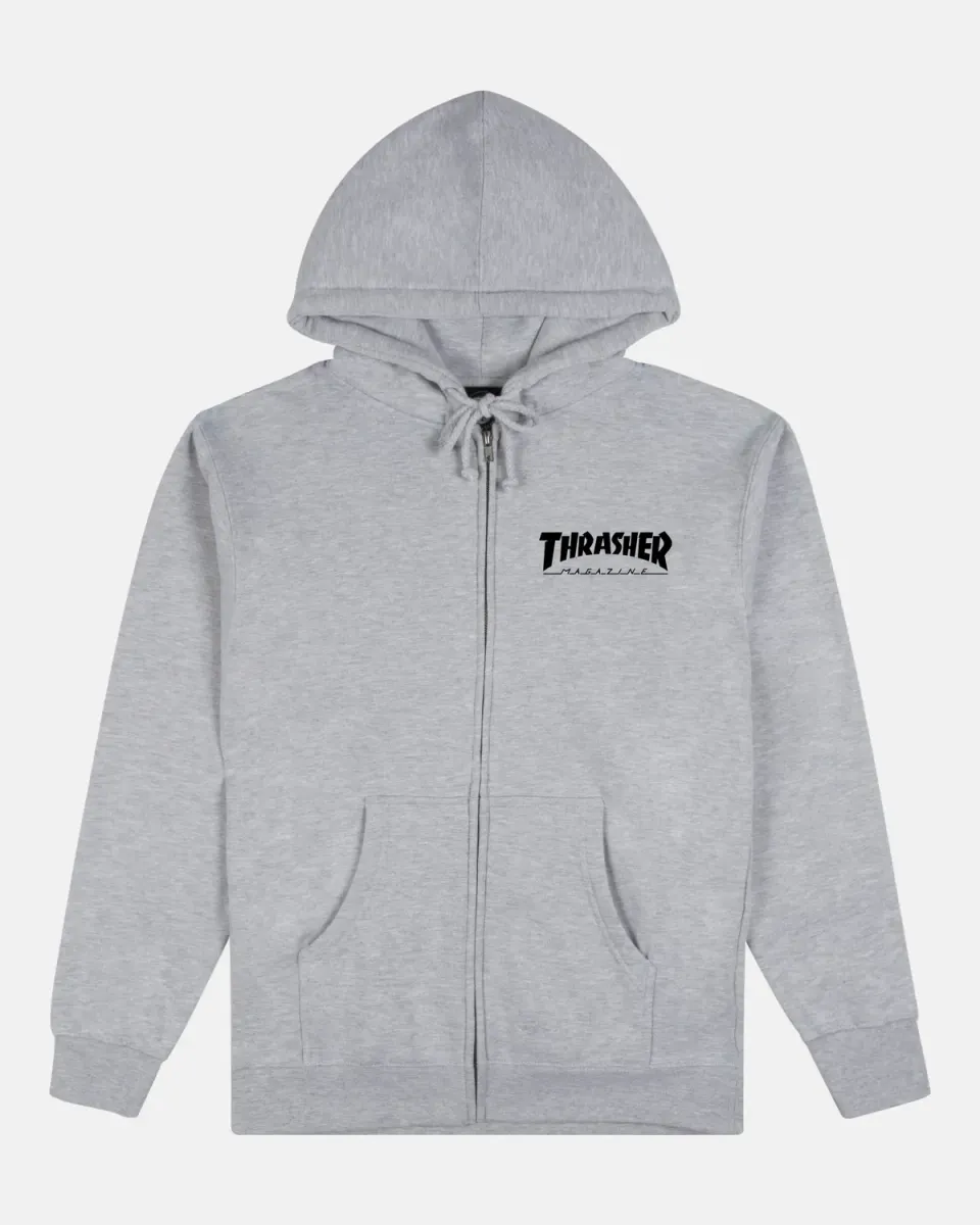 Thrasher Mag Logo zip-hettegenser grå bomull