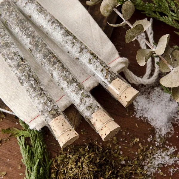 Stampington Peppermint Bath Salts Vials DIY-sett badesalt 3 glass