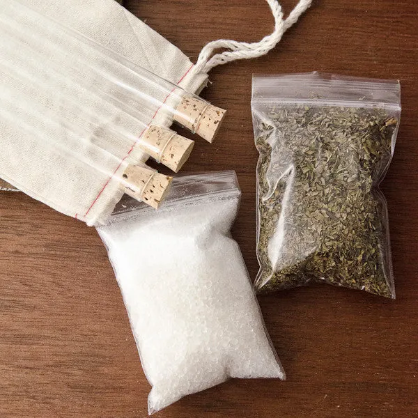 Stampington Peppermint Bath Salts Vials DIY-sett badesalt 3 glass