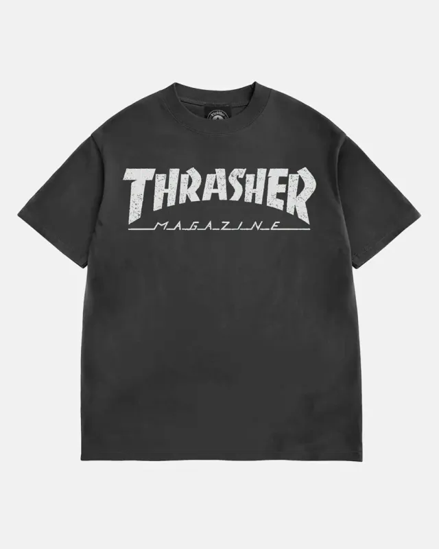 Thrasher Mag Logo Vintage T-skjorte svart bomull