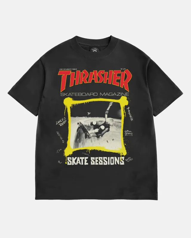 Thrasher December 1983 vintage t-skjorte svart boxy