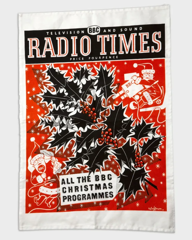 RadioTimes Christmas Tea Towel 1959 kjøkkenhåndkle bomull