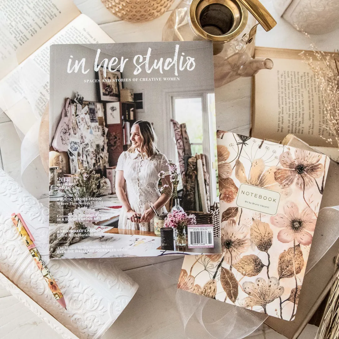 Stampington In Her Studio Blush Blooms bladpakke notatbok