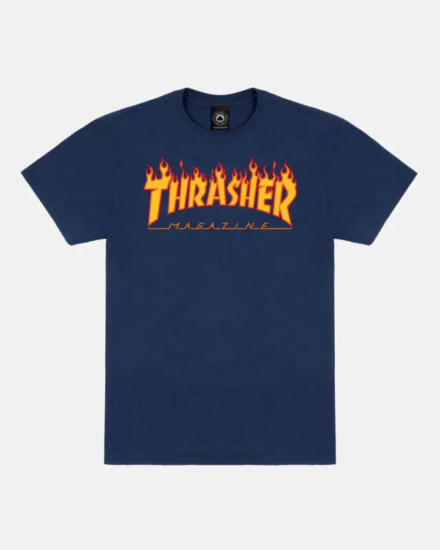 Thrasher Flame t-skjorte marineblå bomull