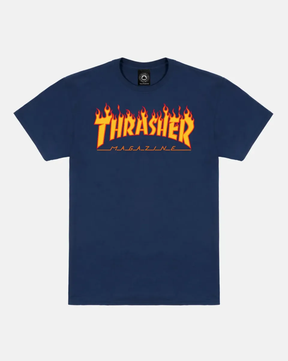 Thrasher Flame t-skjorte marineblå bomull