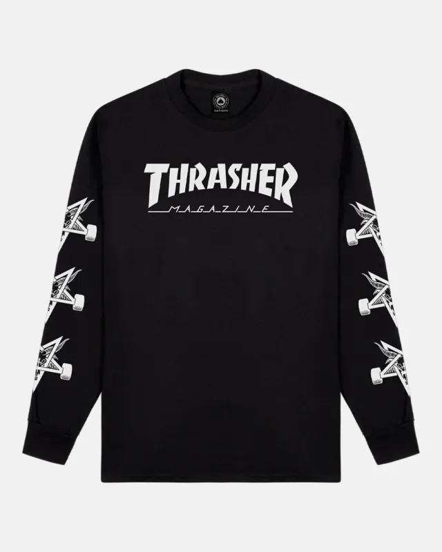 Thrasher Mag Goat longsleeve t-skjorte svart bomull
