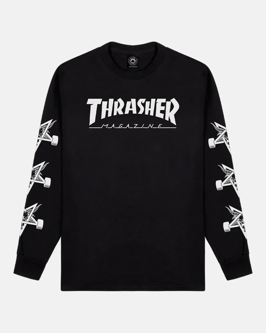 Thrasher Mag Goat longsleeve t-skjorte svart bomull