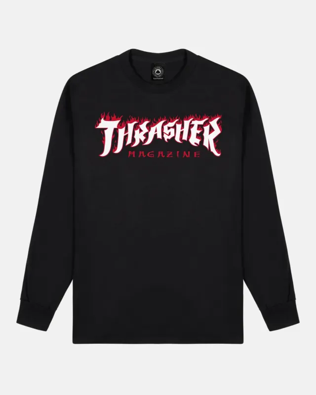 Thrasher Possessed langermet t-skjorte svart bomull