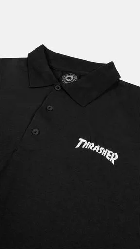 Thrasher Polo poloskjorte svart brodert heavyweight