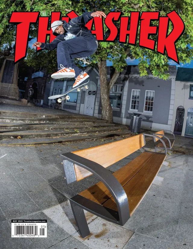 Thrasher Magazine mai 2023 blad med SOTY-cover