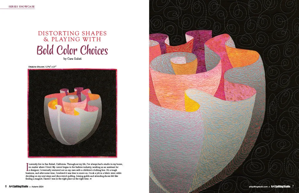 Stampington Art Quilting Studio Autumn 2024 blad trykt quilt