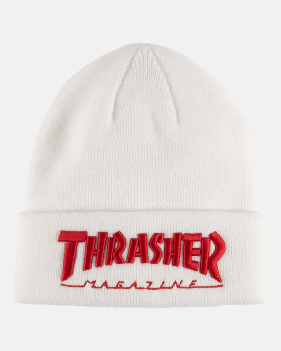 Thrasher Embroidered lue hvit rød akryl