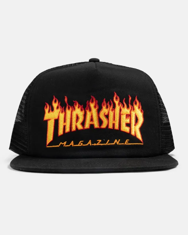Thrasher Flame Trucker caps svart bomull