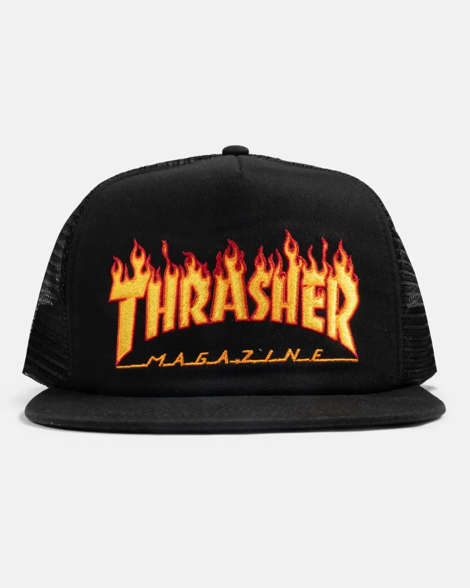 Thrasher Flame Trucker caps svart bomull