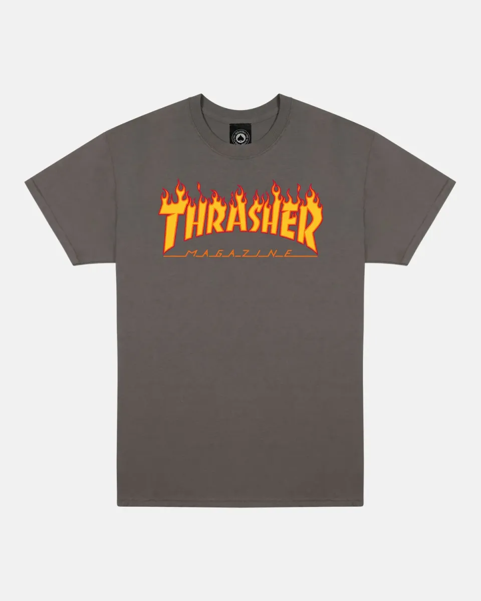Thrasher Flame t-skjorte charcoal bomull