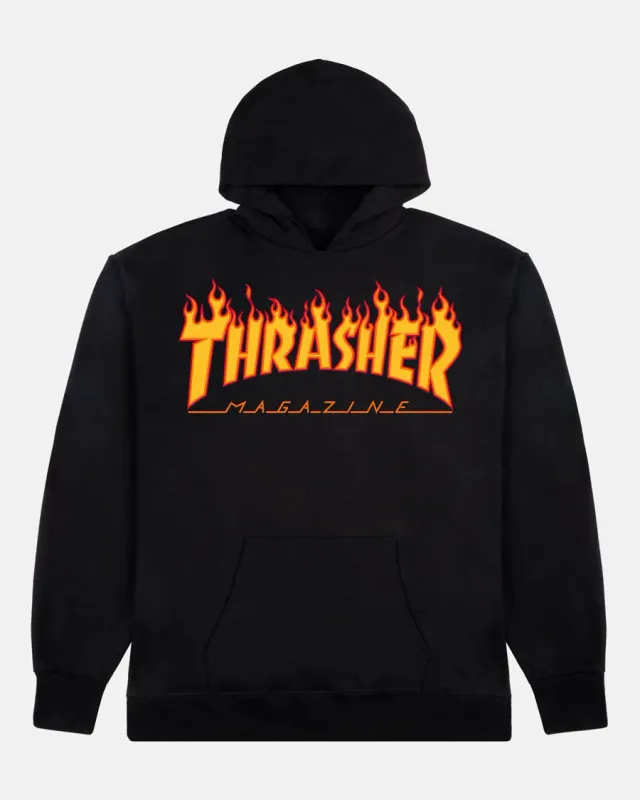 Thrasher Flame hettegenser youth svart bomull