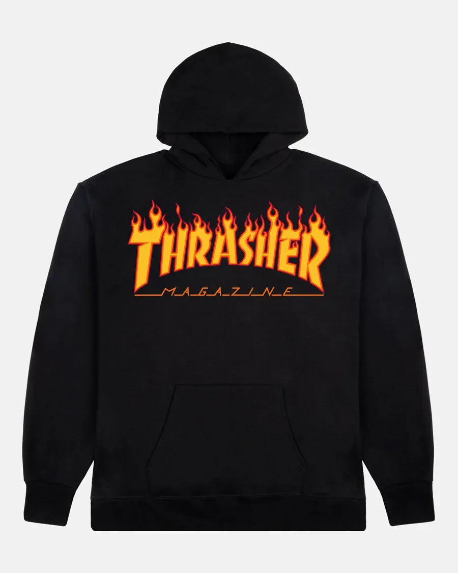 Thrasher Flame hettegenser youth svart bomull