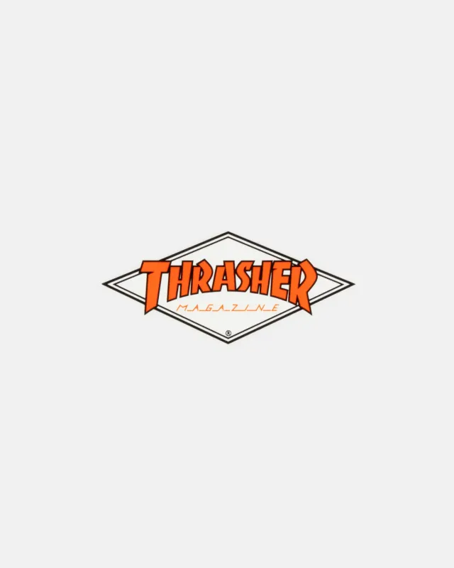 Thrasher Diamond klistremerke hvitt 5x10 cm vinyl