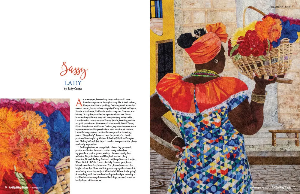 Stampington Art Quilting Studio Spring 2023 blad papir quilt