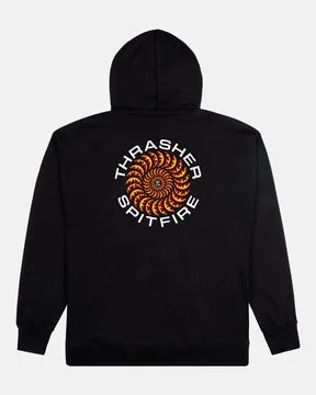 Thrasher x Spitfire Classic Swirl hoodie svart