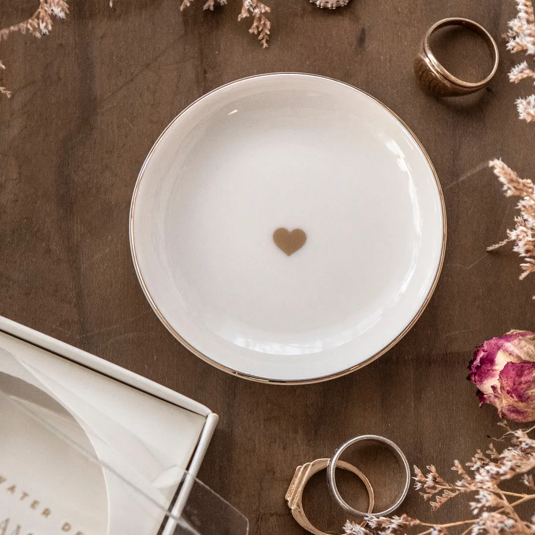 Stampington Gold Heart Trinkets Jewelry Dish smykkefat krem
