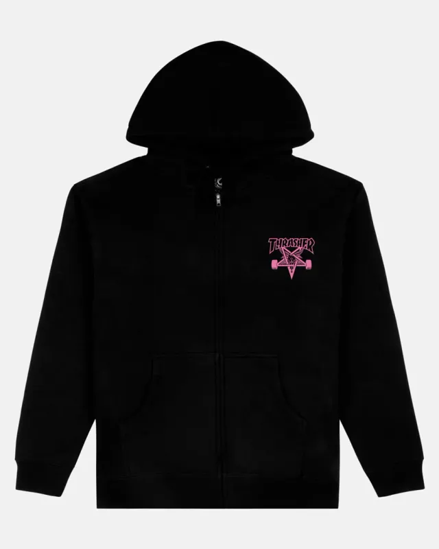 Thrasher Skategoat zip-hettegenser svart rosa